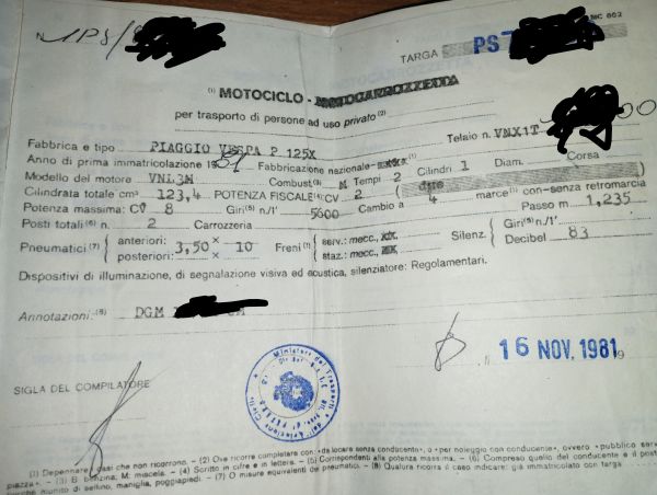 Piaggio Vespa P 125 X Frecce 1981 136406