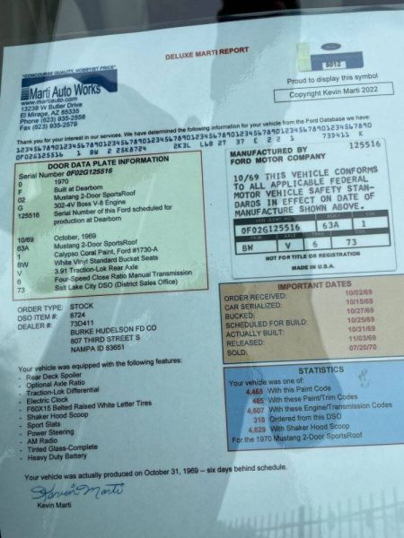 Ford Mustang Boss 302 1970 100491